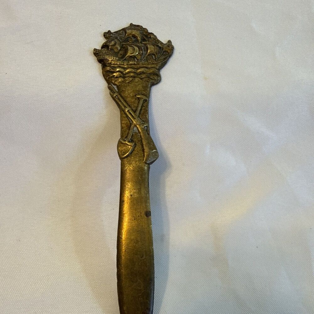 Brass Letter Opener - Nautical Ship Mast Columbus Era Shovel Gun Crossed